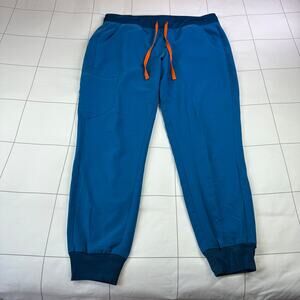 Figs Pants Womens Large Blue Zamora Scrub Jogger Medical Pockets Drawstring Work